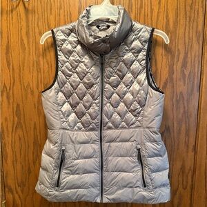 Calvin Klein Gray Quilted Puffer Vest with High Collar
